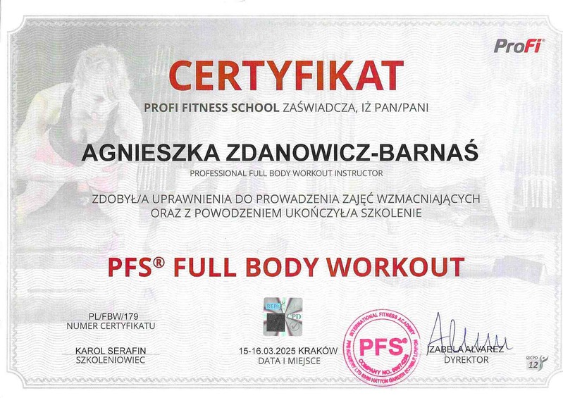 Certyfikat Full Body Workout
